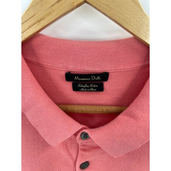Massimo Dutti XXL Pink Salmon Knit Polo Extrafine Cotton - Picture 9 of 11